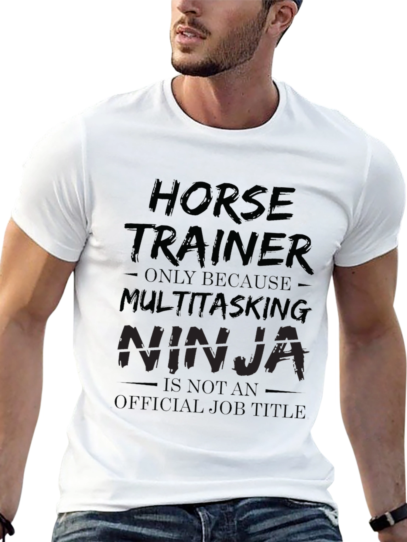 Black Horse Trainer Ninja Job Title Graphic Tee view 13