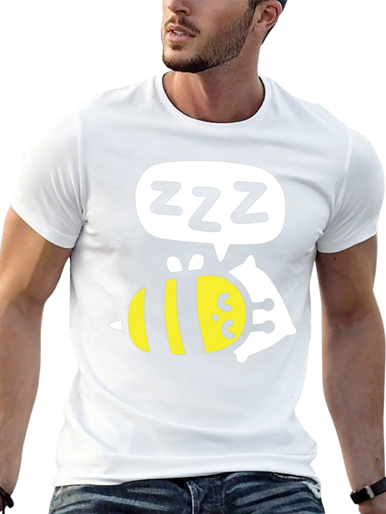 Black Sleeping Bee T-Shirt - Funny Cartoon Graphic Tee view 13