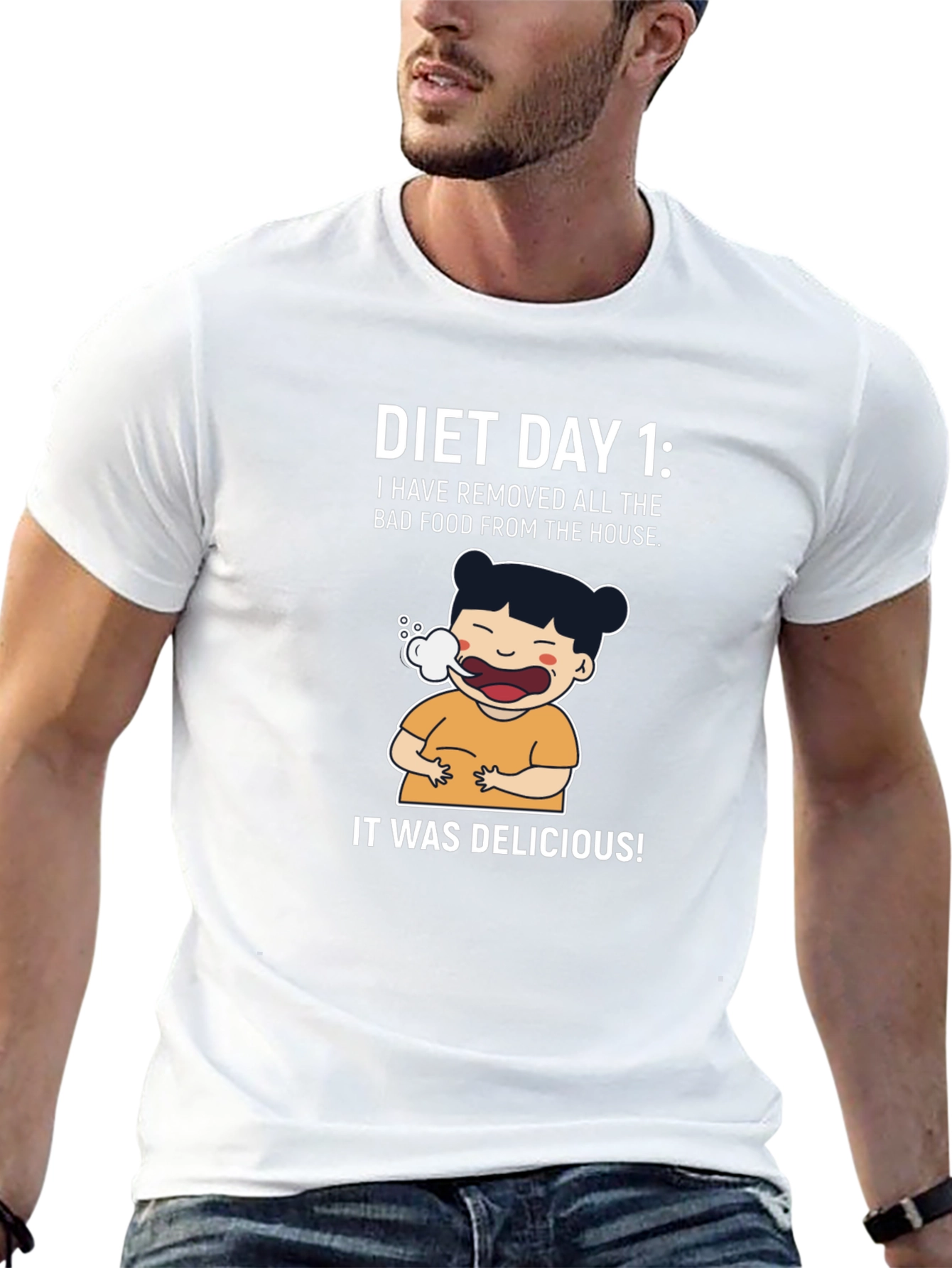 Black Diet Day 1 Funny Graphic Tee Shirt view 13