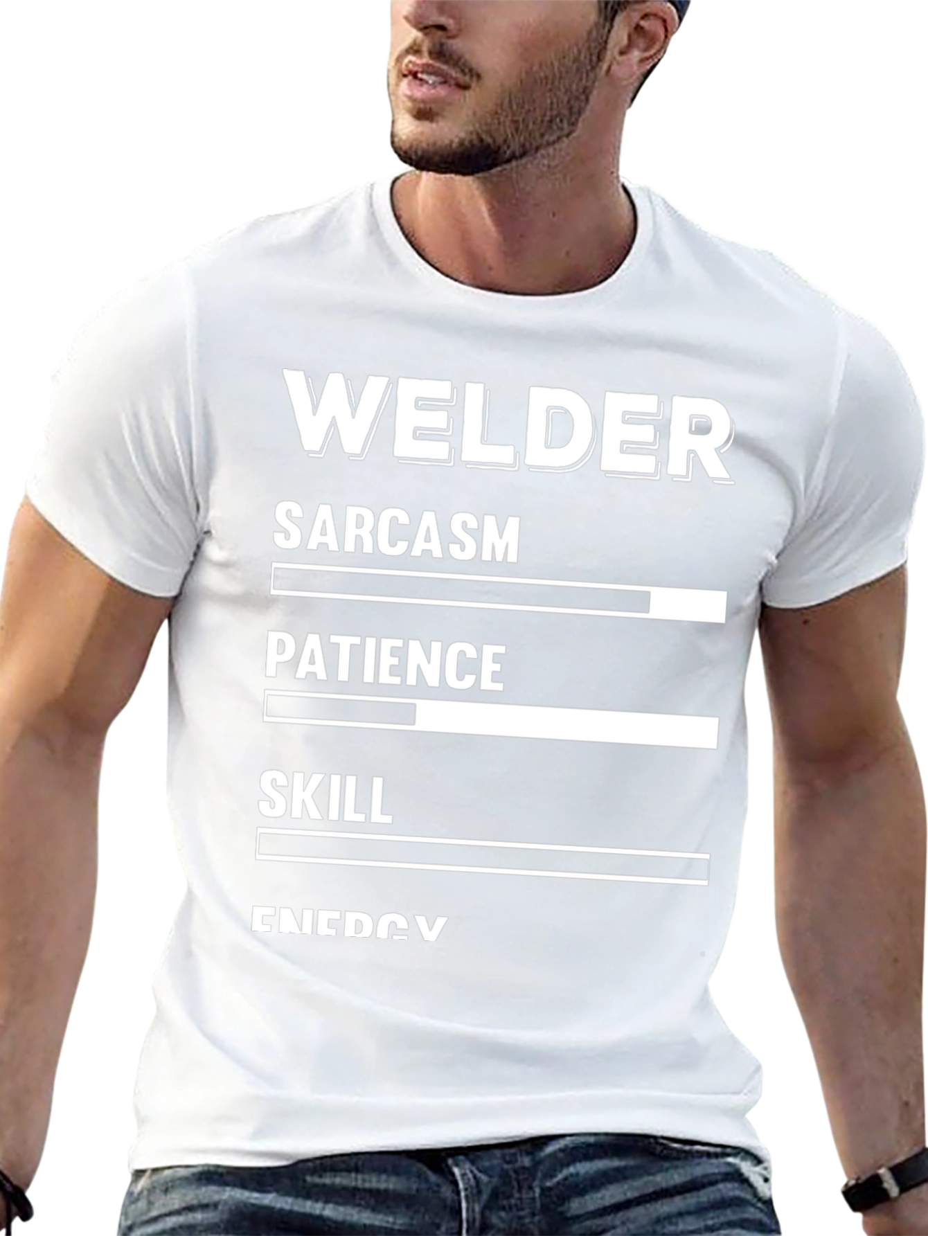 Black Welder Sarcasm Patience Skill Black Graphic T-Shirt view 13