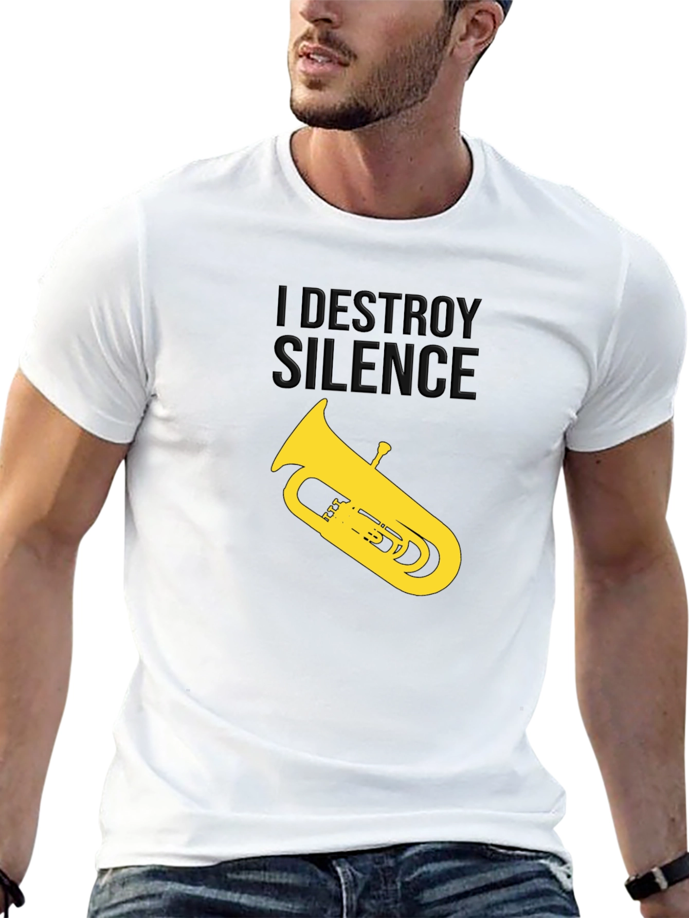 Black I Destroy Silence Tuba Graphic Tee view 13