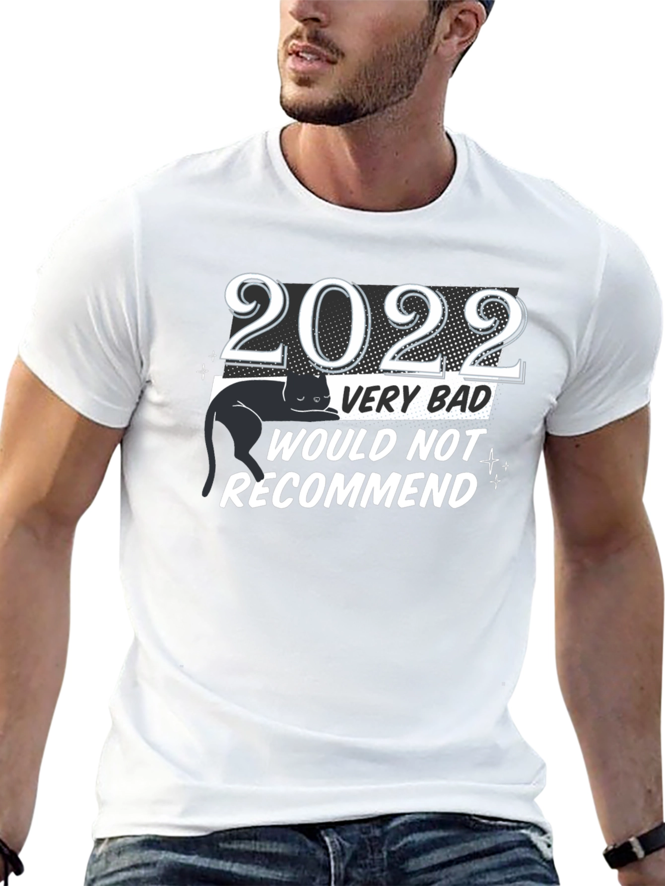 Black 2022 Very Bad Would Not Recommend Black Cat T-Shirt view 13