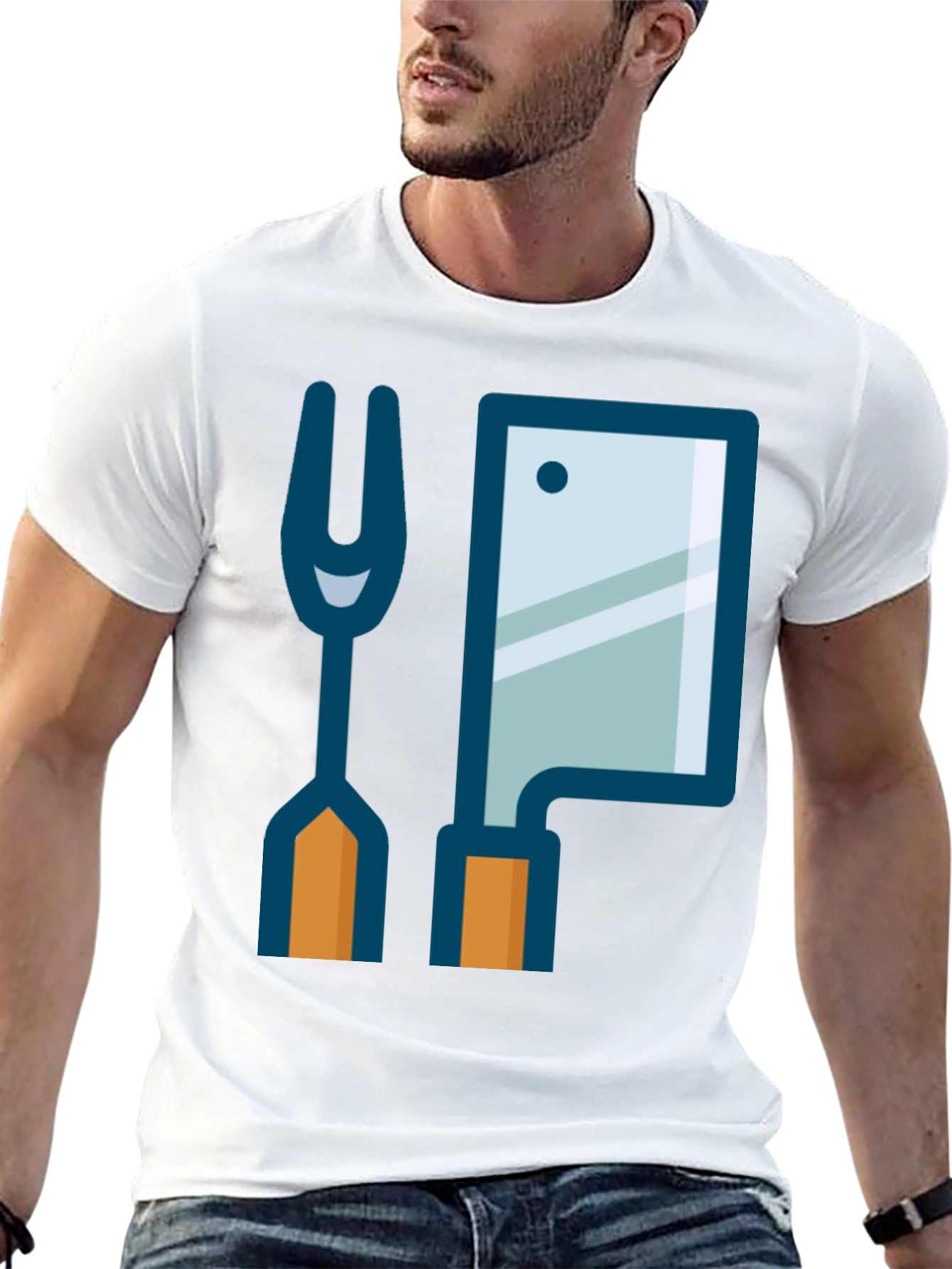 Black Butcher Fork & Cleaver Graphic Tee - Black view 13