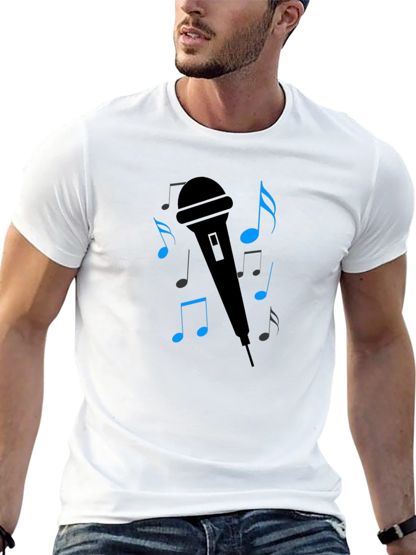 Black Singer's Mic Graphic Tee - Black T-Shirt view 13