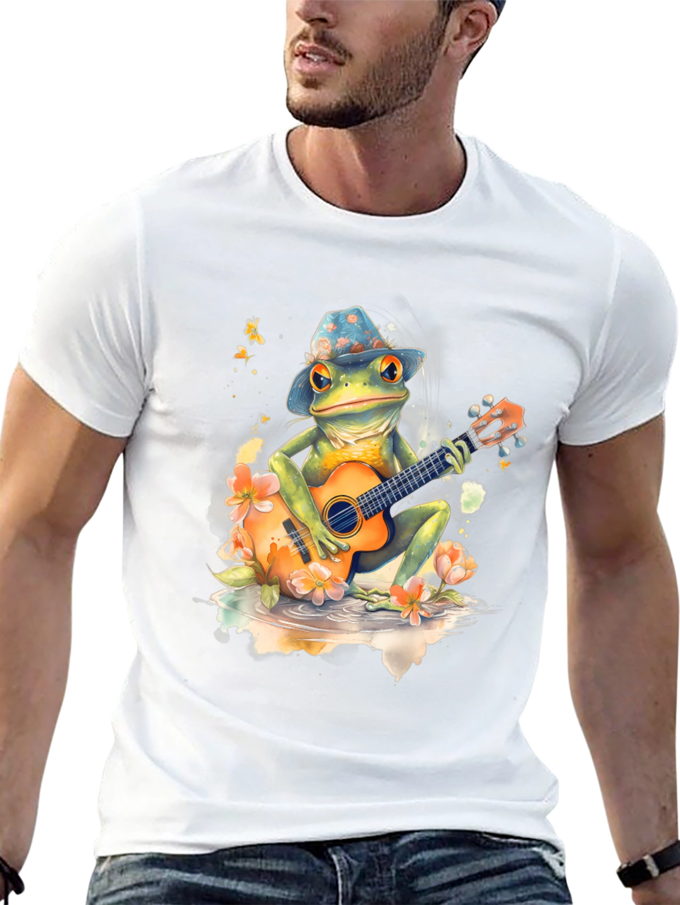 Black Frog Guitarist Graphic Tee - Musical Amphibian Style view 13