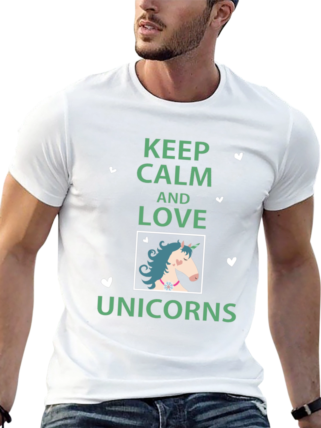 Black Keep Calm & Love Unicorns Graphic T-Shirt view 13
