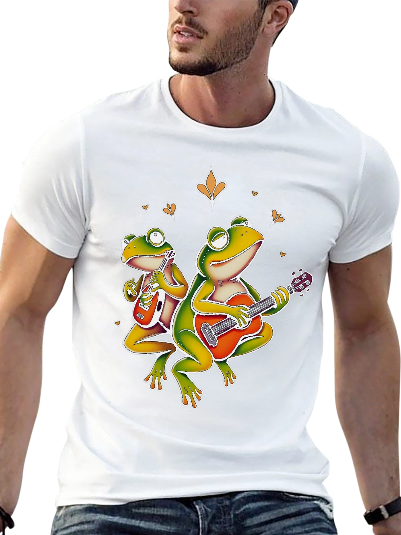 Black Frog Band Graphic Tee - Guitar Playing Amphibians view 13