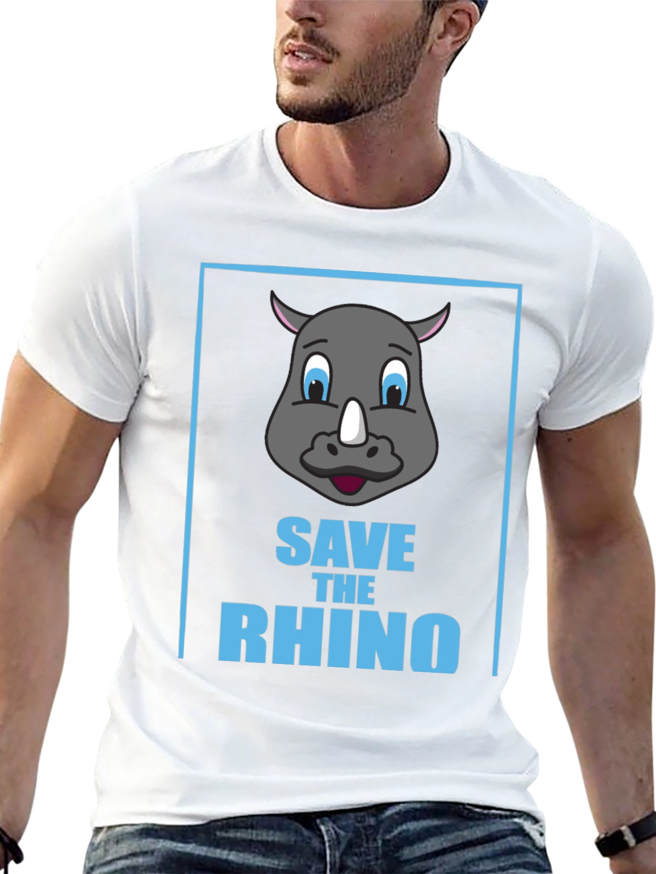 Black Save the Rhino Graphic Tee - Black Cotton T-Shirt view 13