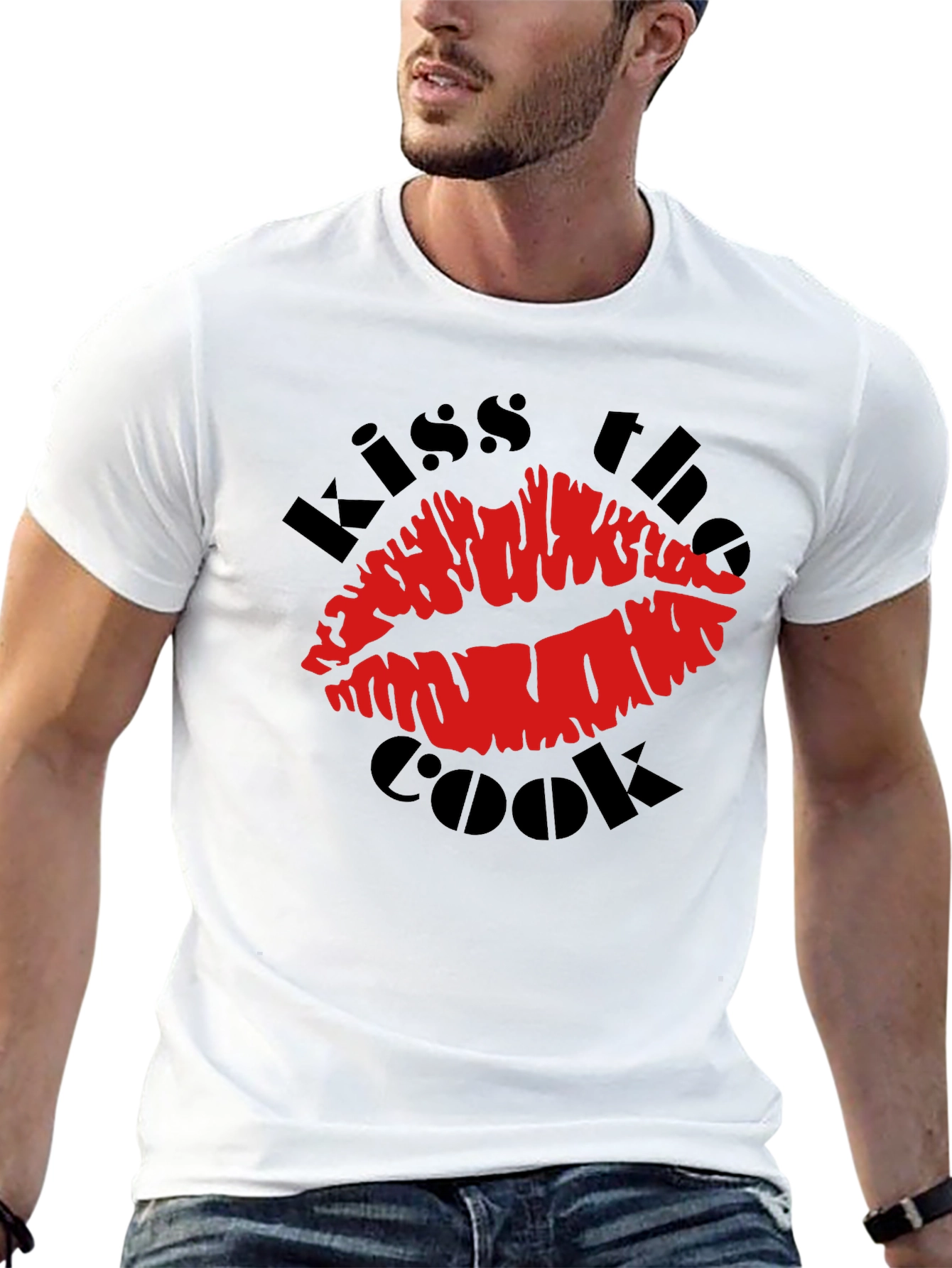 Black Kiss the Cook Graphic T-Shirt - Novelty Design view 13