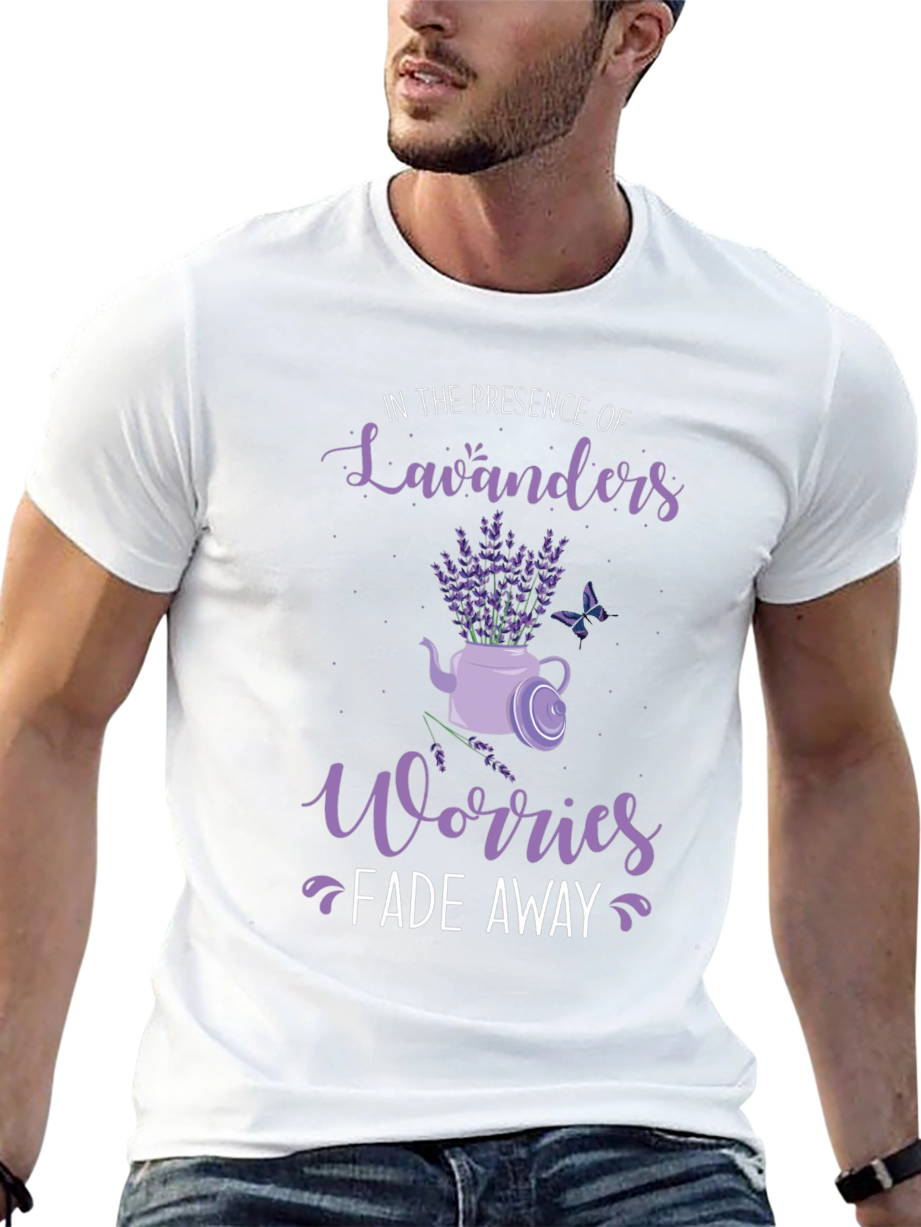 Black Lavender Lovers Tee: Worries Fade Away view 13