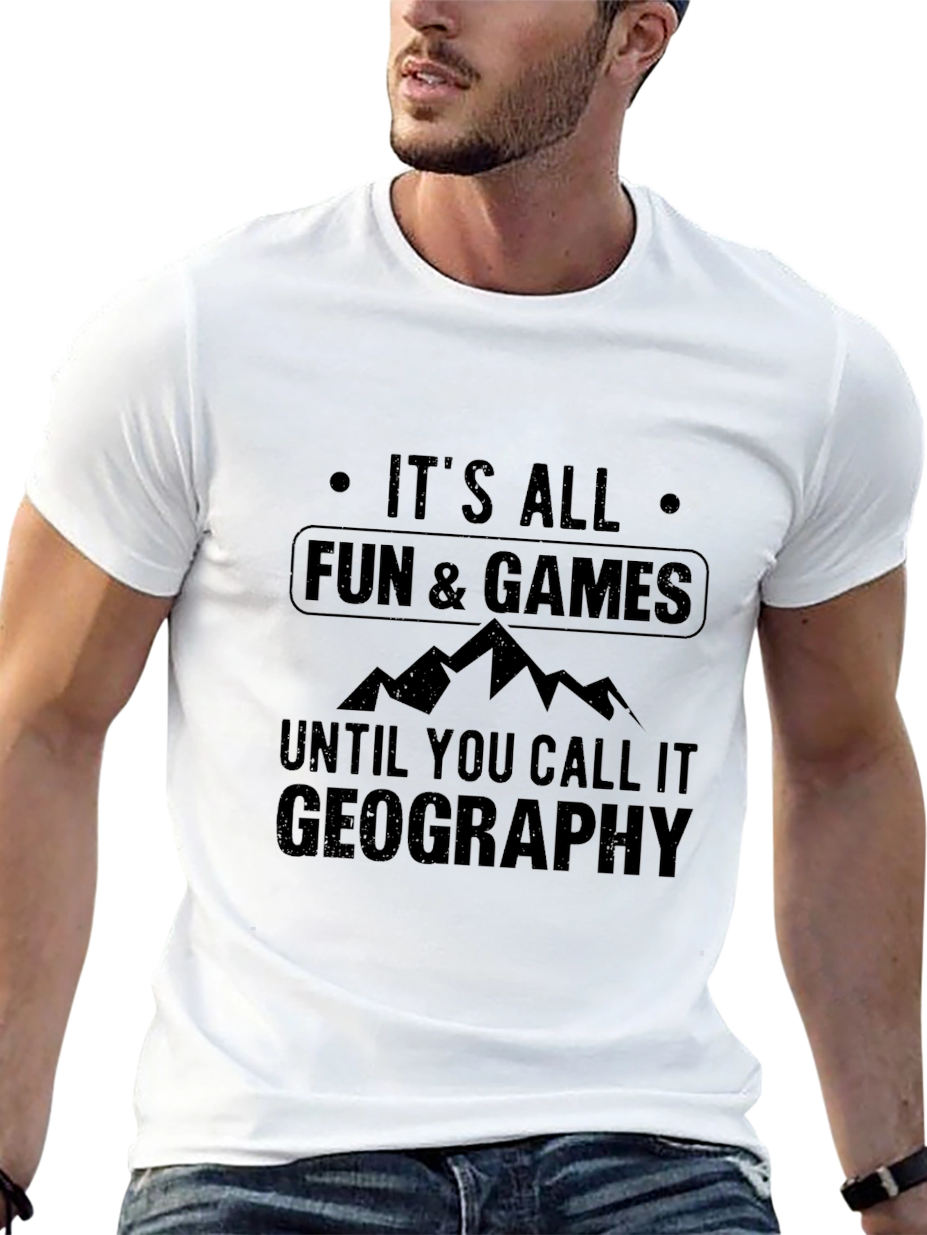Black Funny Geography T-Shirt: It's All Fun & Games view 13