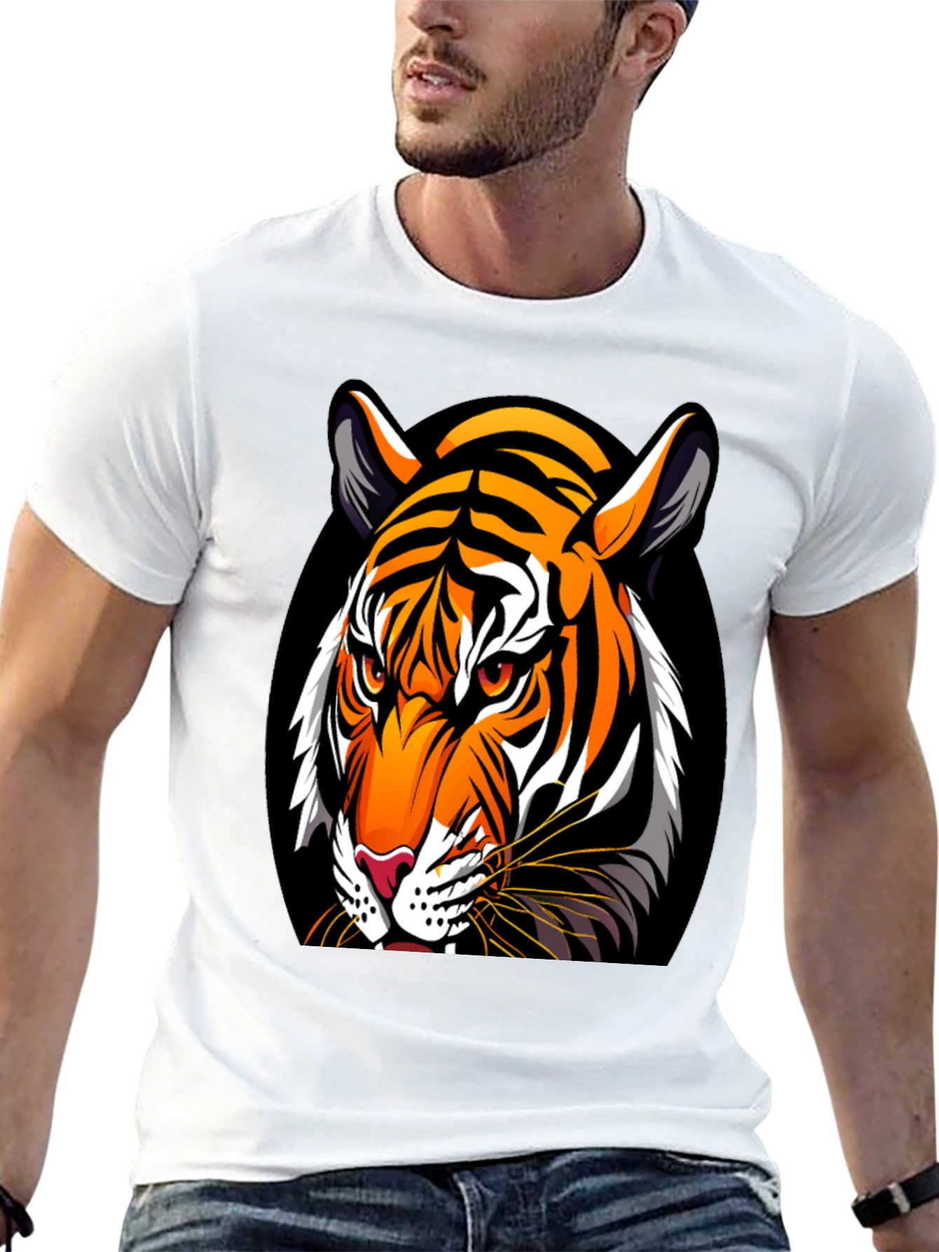 Black Bold Tiger Graphic Tee - Premium Black Cotton view 13