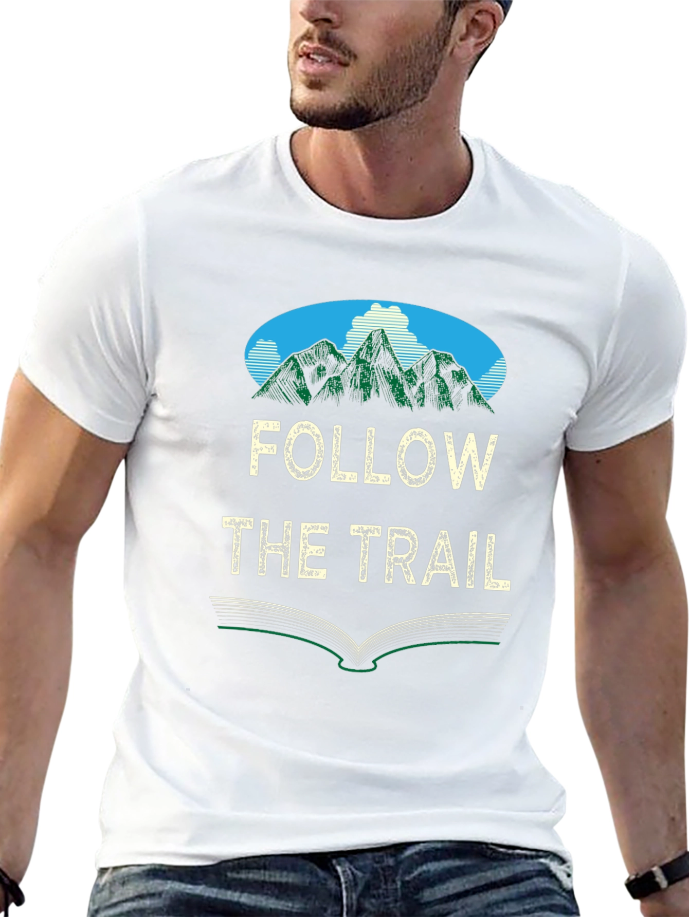 Black Follow the Trail Mountain Graphic T-Shirt view 13