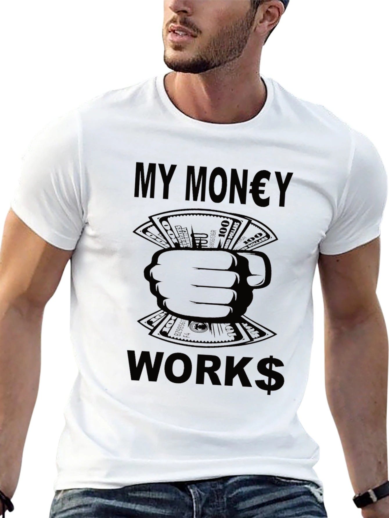 My Money Works Black Graphic Tee - 13