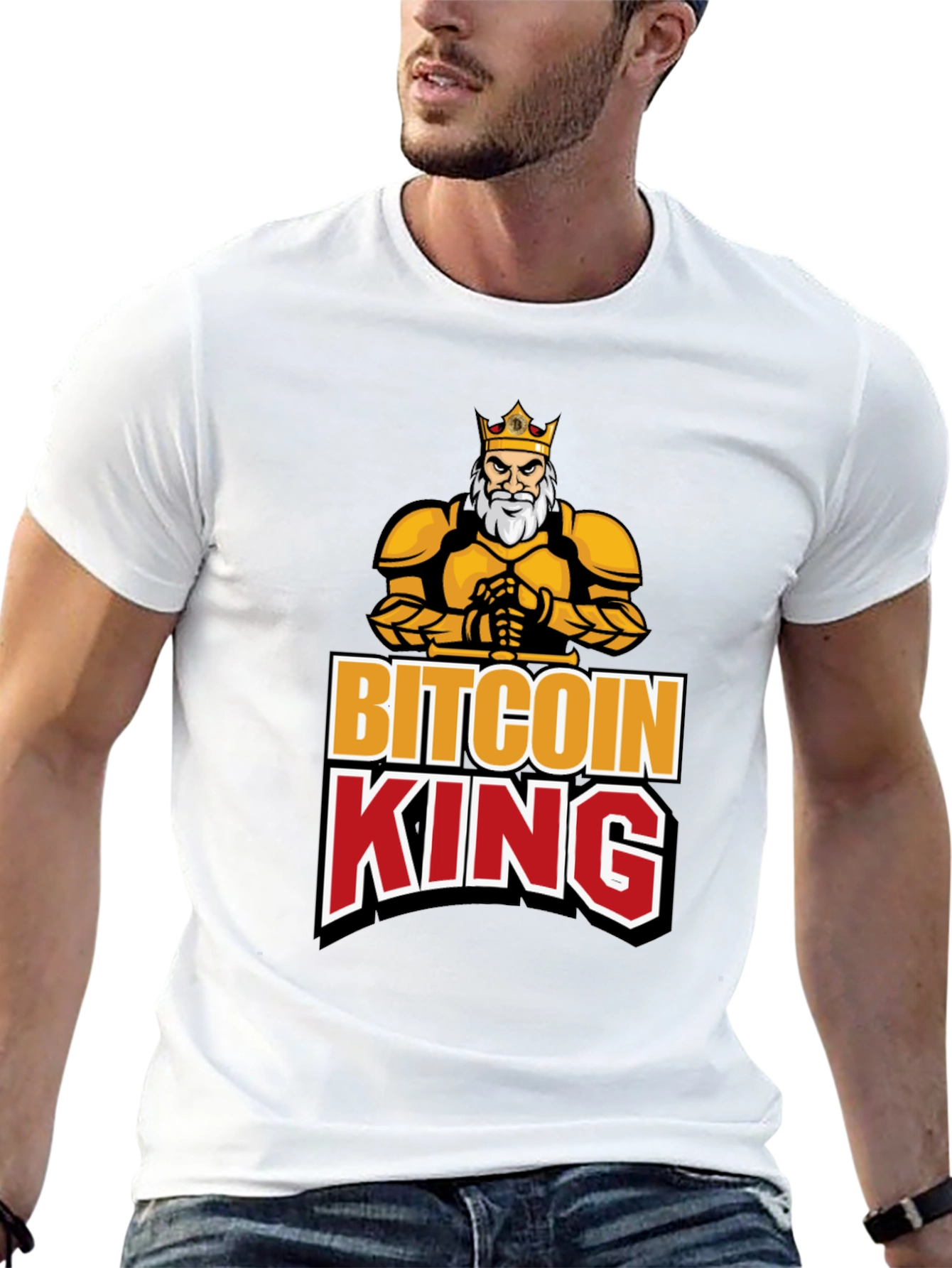 Black Bitcoin King Black Graphic T-Shirt view 13