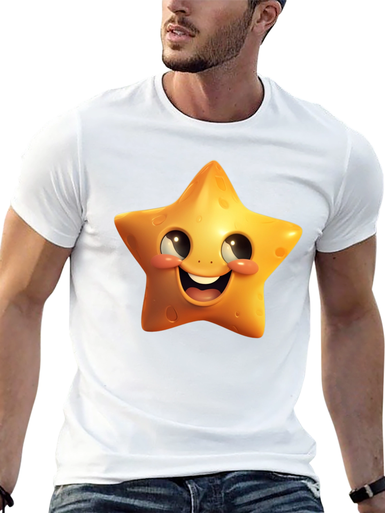Black Star Cartoon Graphic Black T-Shirt view 13