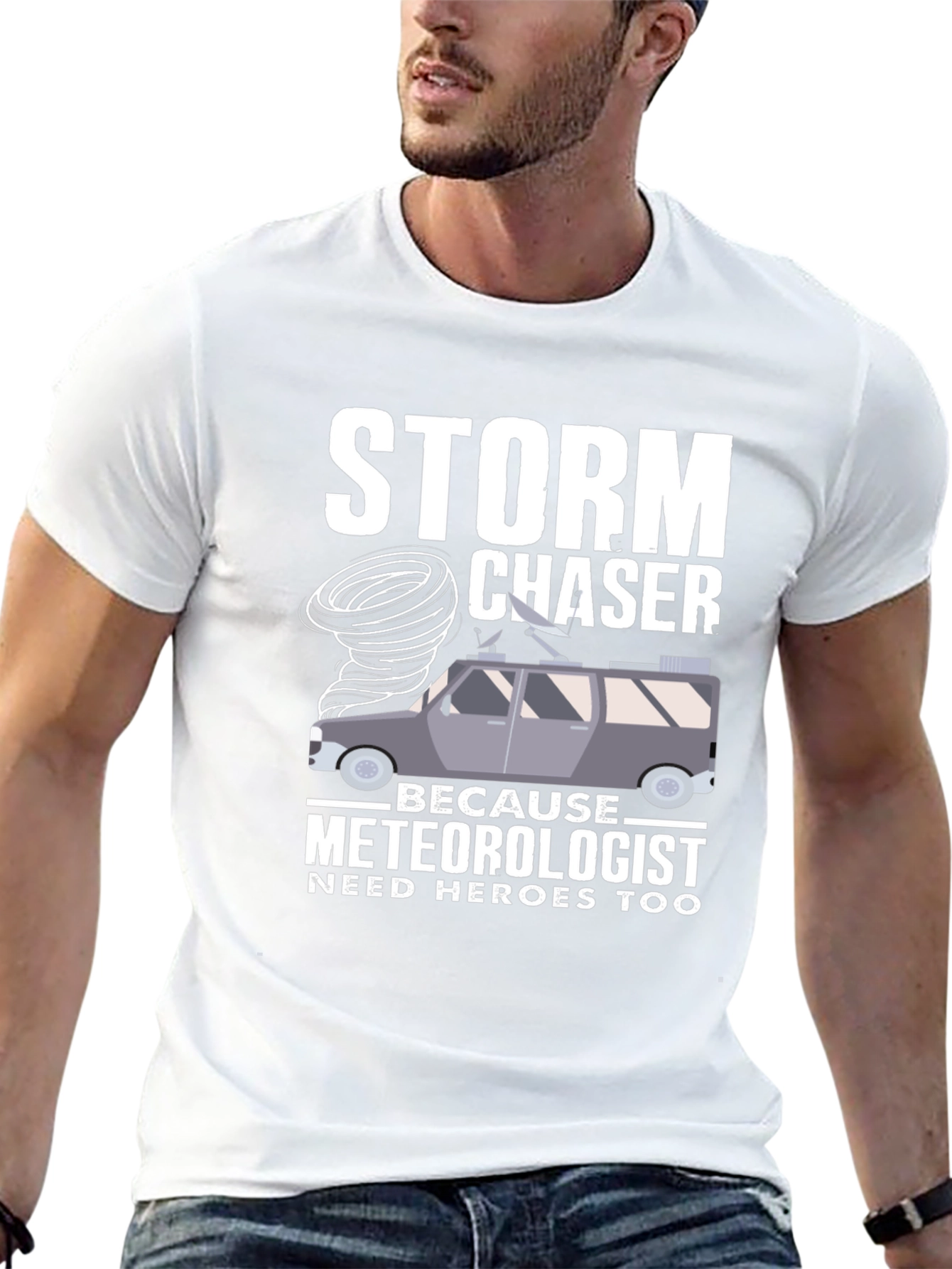 Black Storm Chaser T-Shirt: Meteorologist Hero Tee view 13