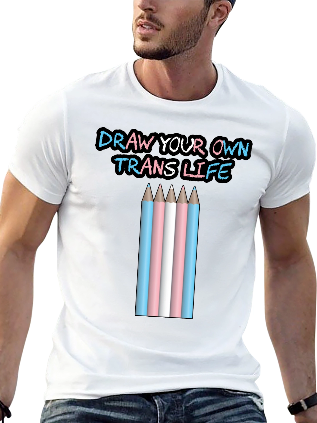 Black Draw Your Own Trans Life T-Shirt view 13