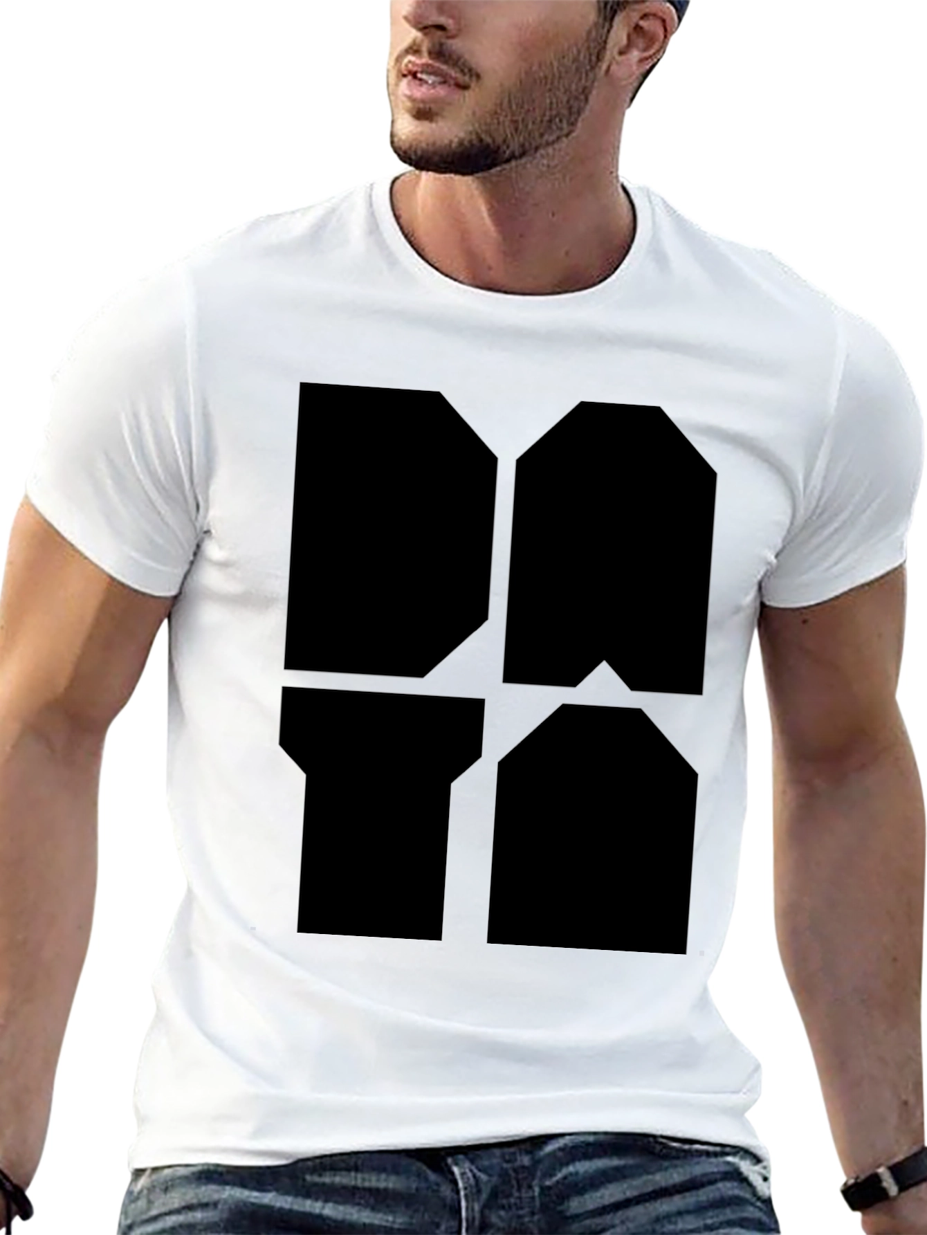 Black Geometric Black Graphic Tee - Modern Style view 13
