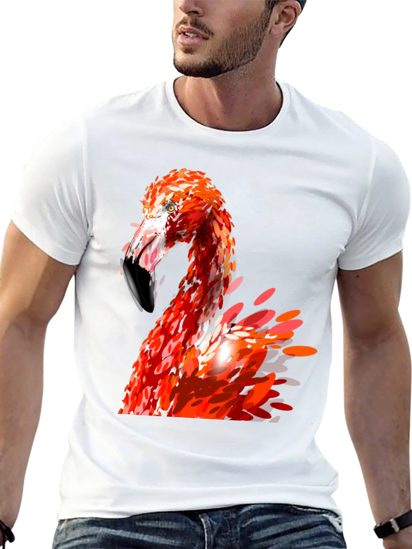 Black Flamingo Graphic Print Black T-Shirt view 13