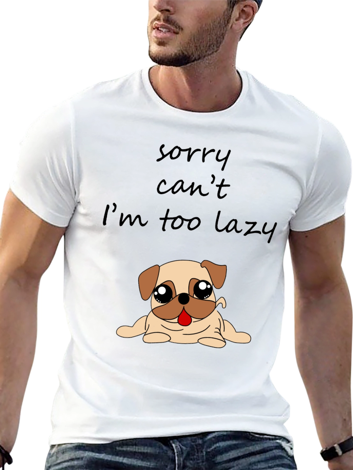 Black Lazy Pug Graphic T-Shirt - Funny Dog Lover Tee view 13