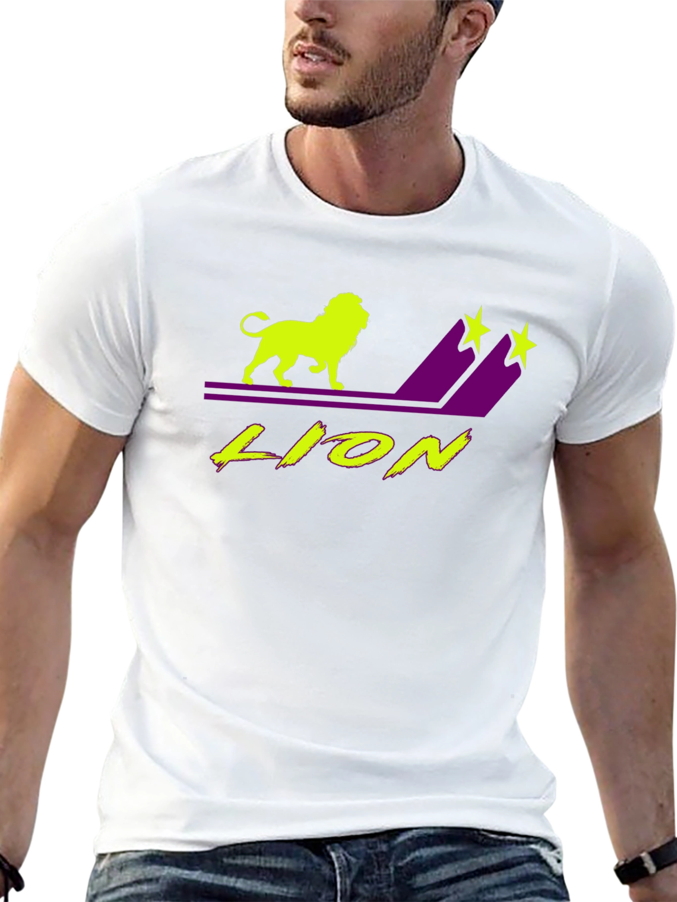 Black Lion Graphic T-Shirt - Black Tee with Neon Design view 13
