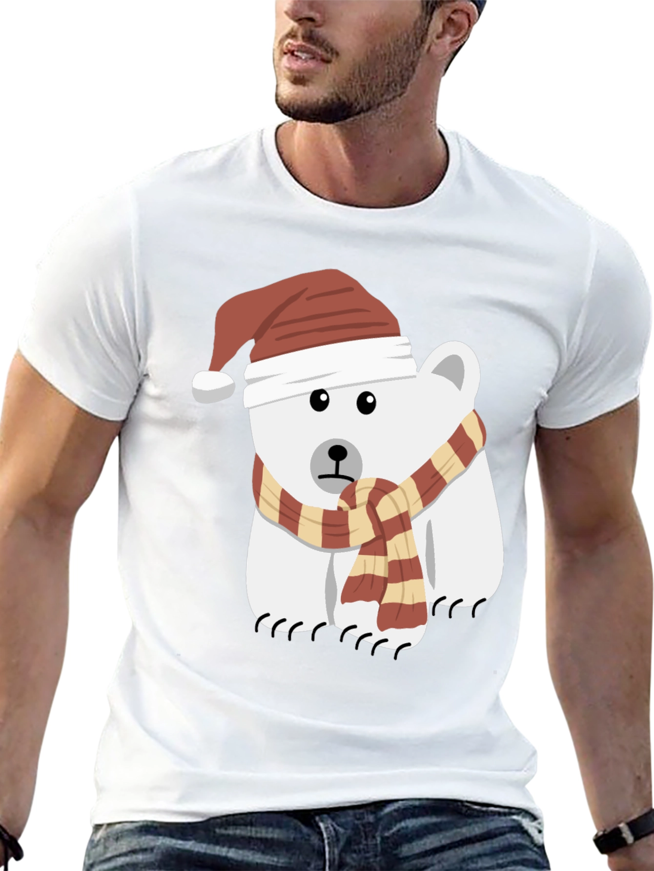 Black Festive Polar Bear Graphic Tee view 13