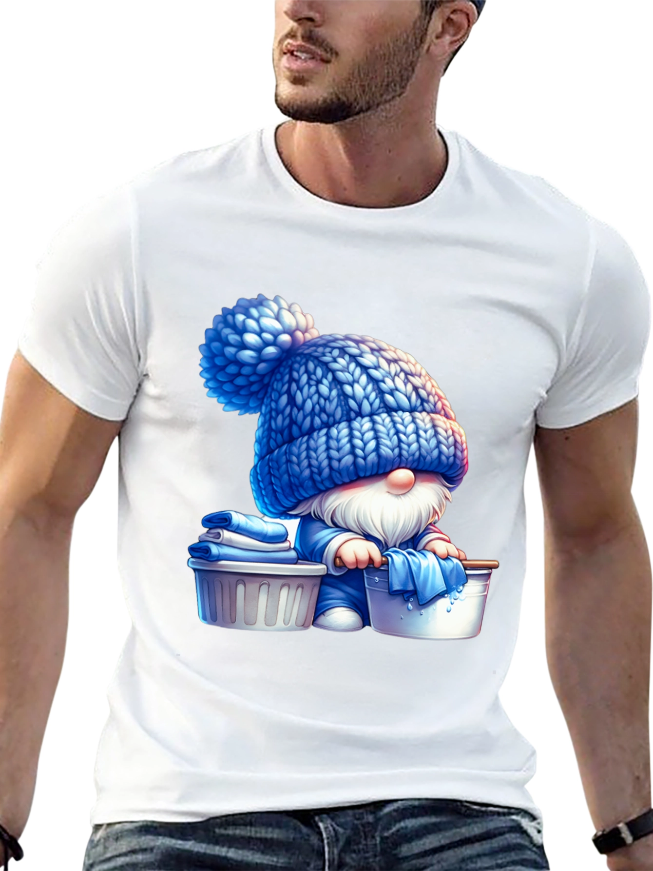 Black Gnome Laundry Day T-Shirt - Unique Graphic Tee view 13