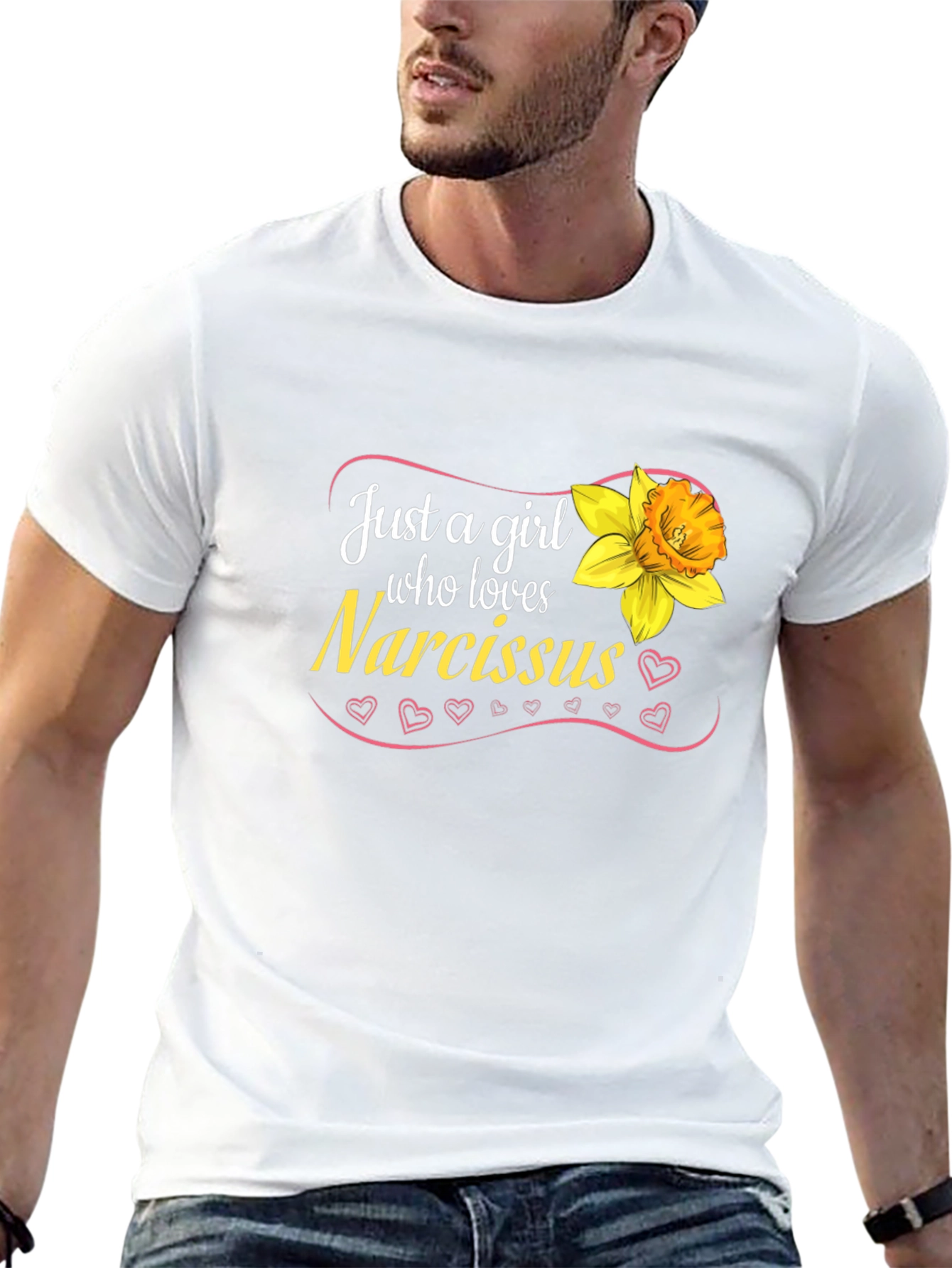 Black Narcissus Flower Girl's T-Shirt - Cute Floral Tee view 13