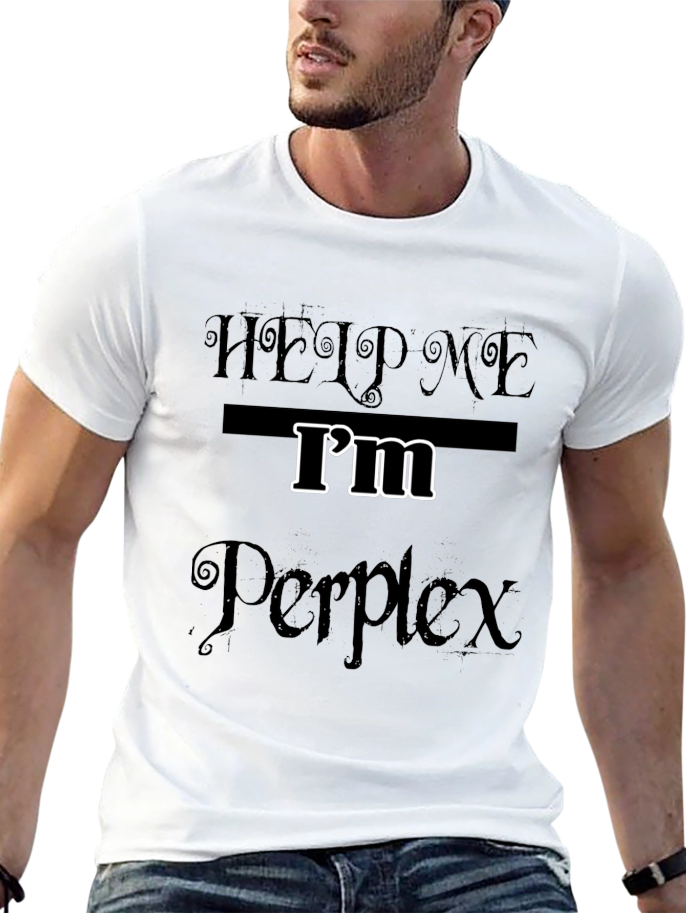 Black Help Me I'm Perplex T-Shirt - Black Novelty Tee view 13