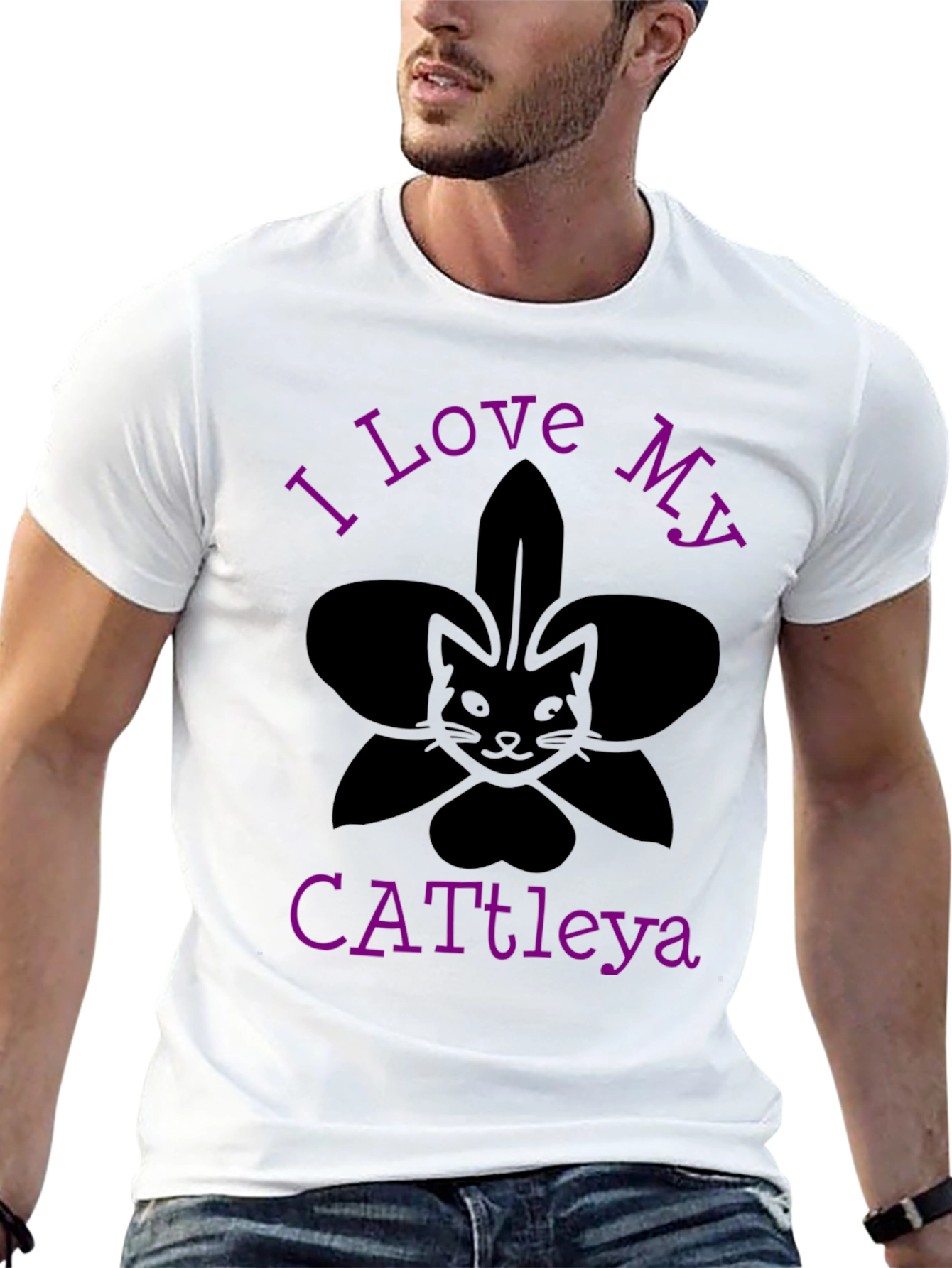 Black I Love My Cattleya Cat Orchid T-Shirt view 13
