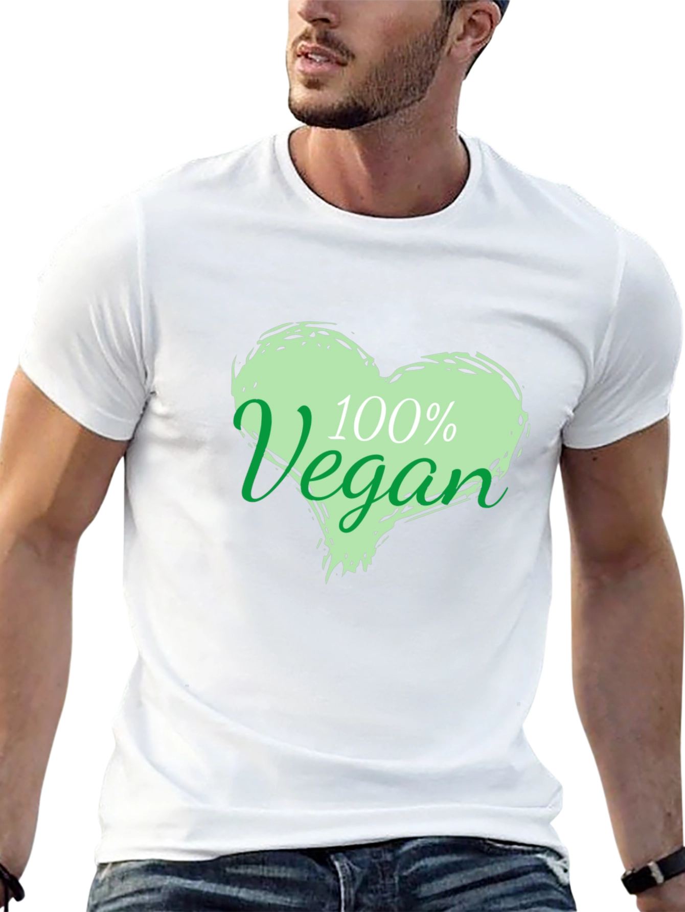 Black 100% Vegan Heart Graphic T-Shirt - Unisex view 13
