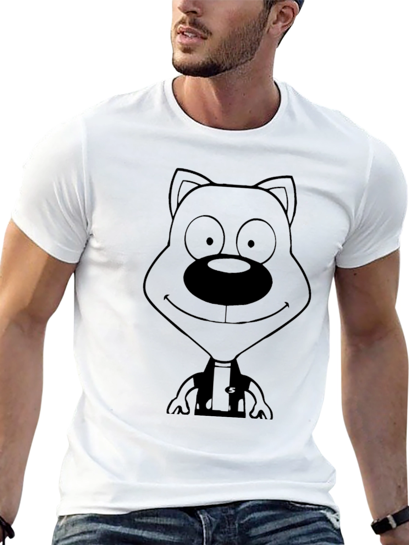 Black Cartoon Dog Graphic Black T-Shirt view 13