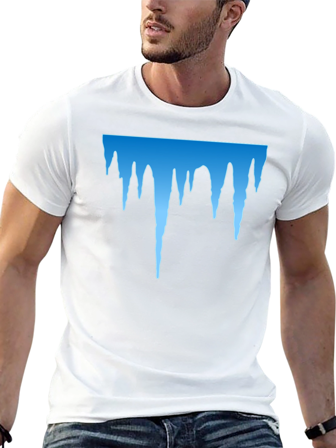 Black Icy Blue Drip Graphic Black T-Shirt view 13