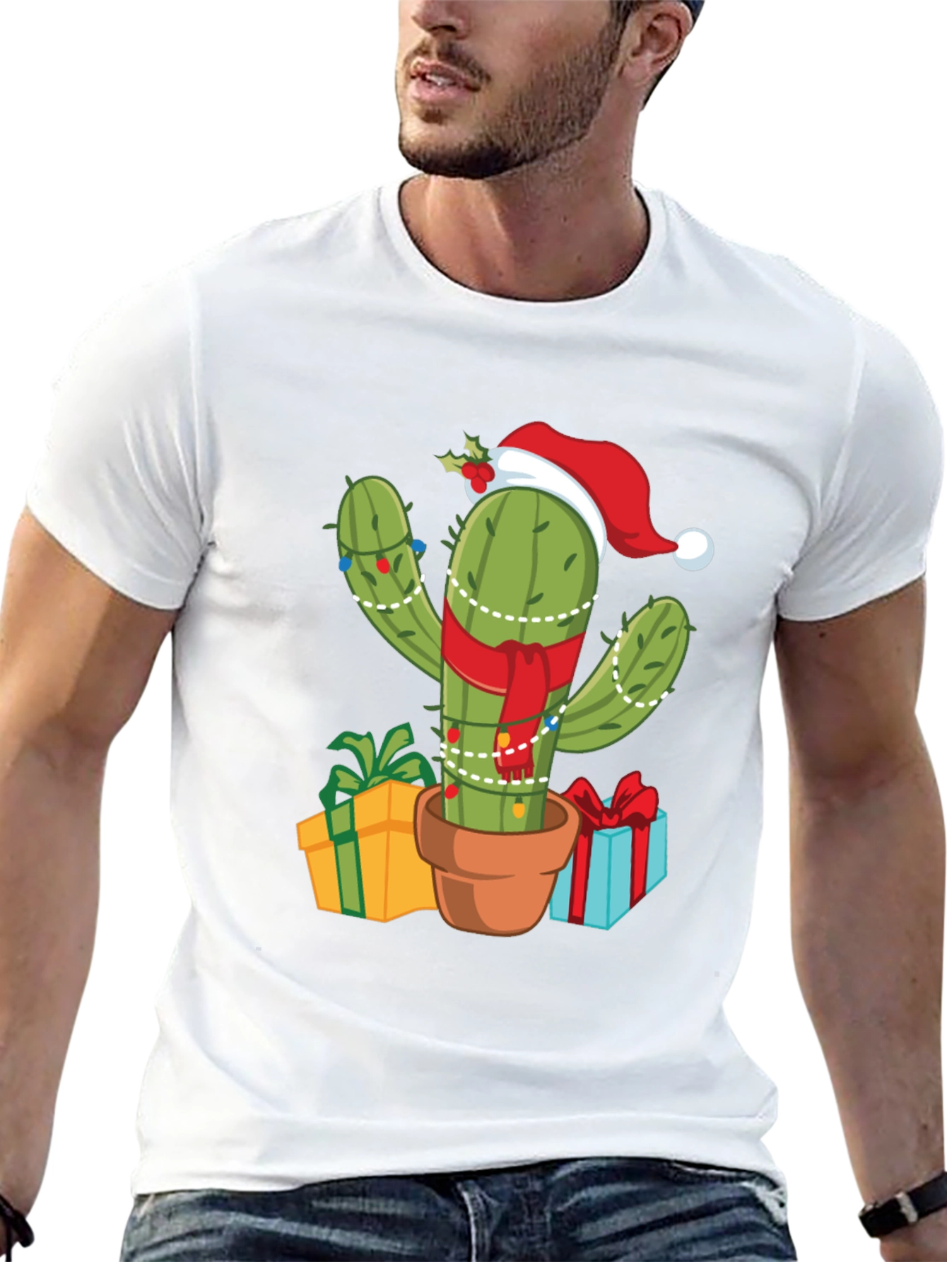 Black Festive Cactus Tee - Holiday Style! view 13