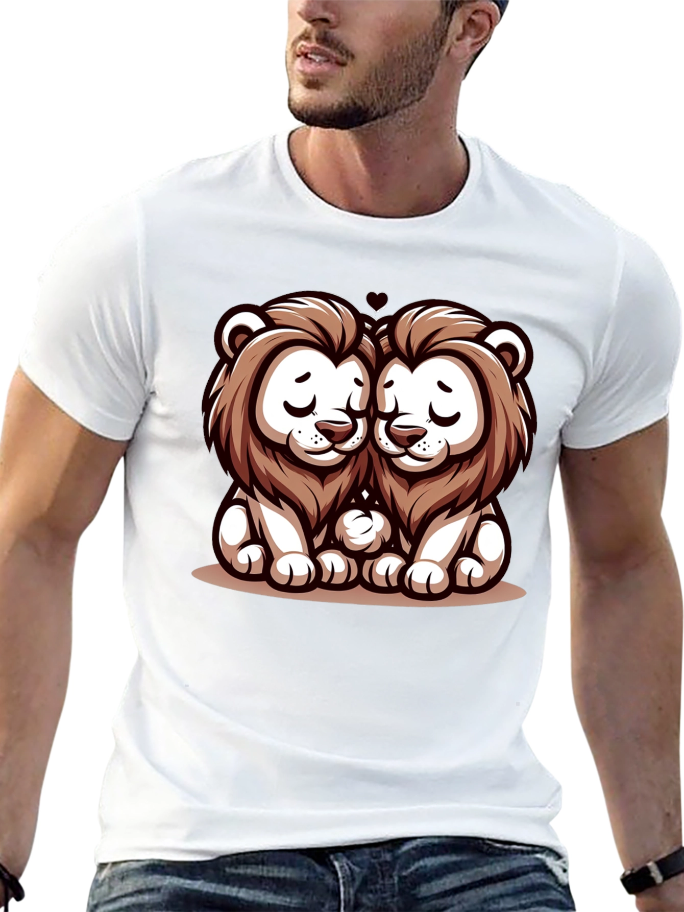 Black Cute Lion Love T-Shirt view 13