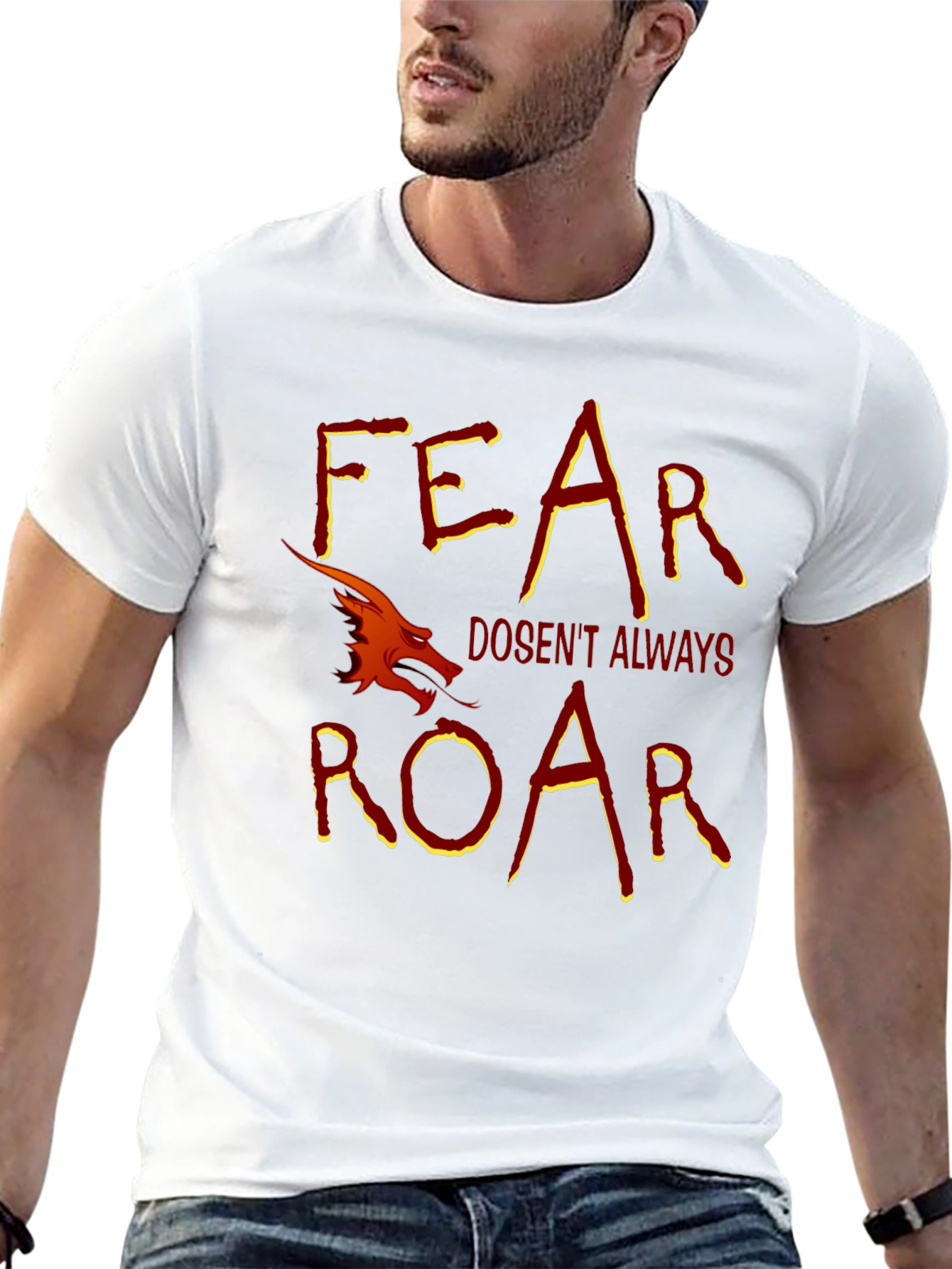 Black Fear Doesn't Always Roar Dragon Graphic T-Shirt view 13