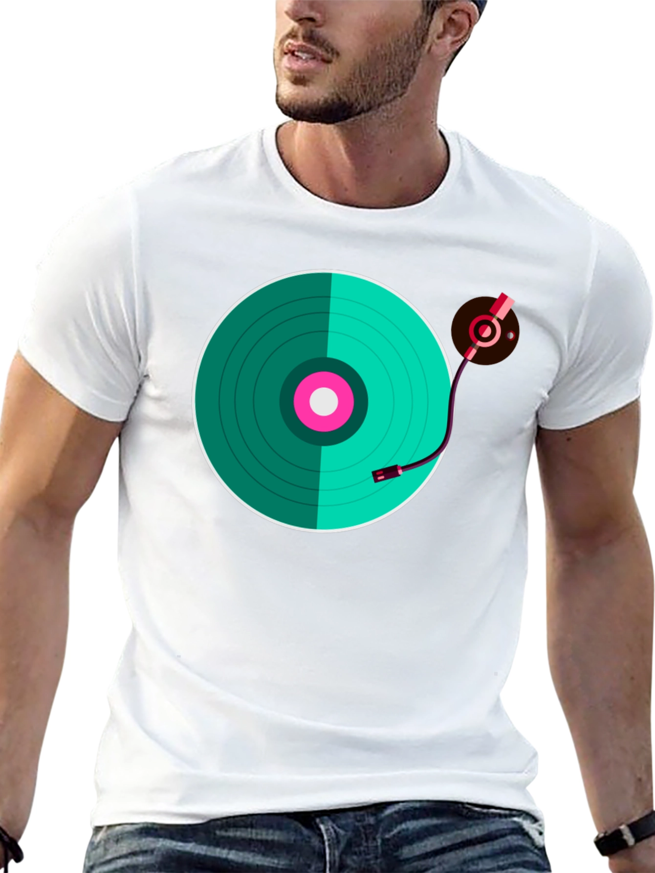 Black Turntable Graphic T-Shirt - Retro Music Lover Tee view 13