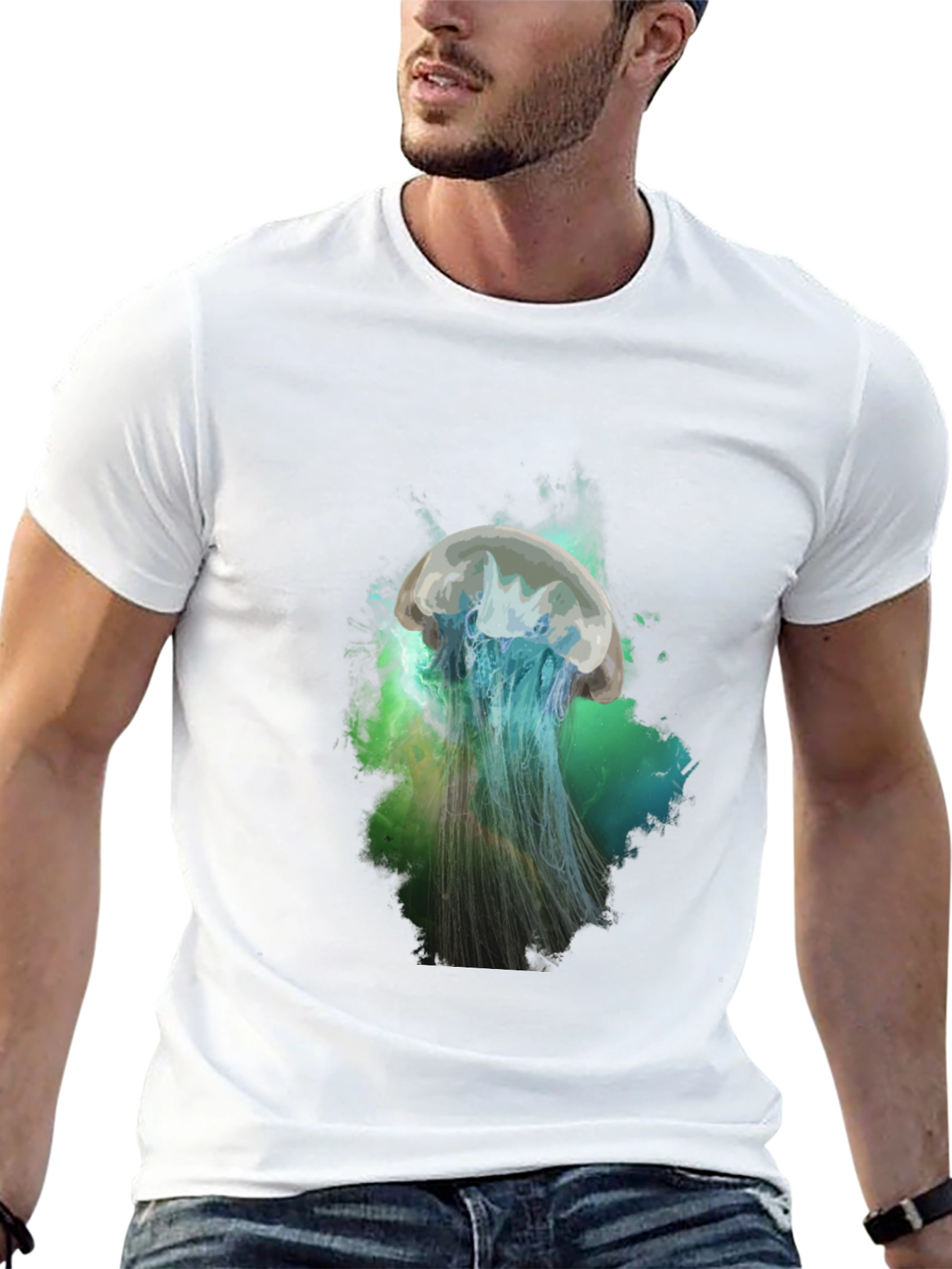 Black Jellyfish Graphic Print T-Shirt - Black view 13