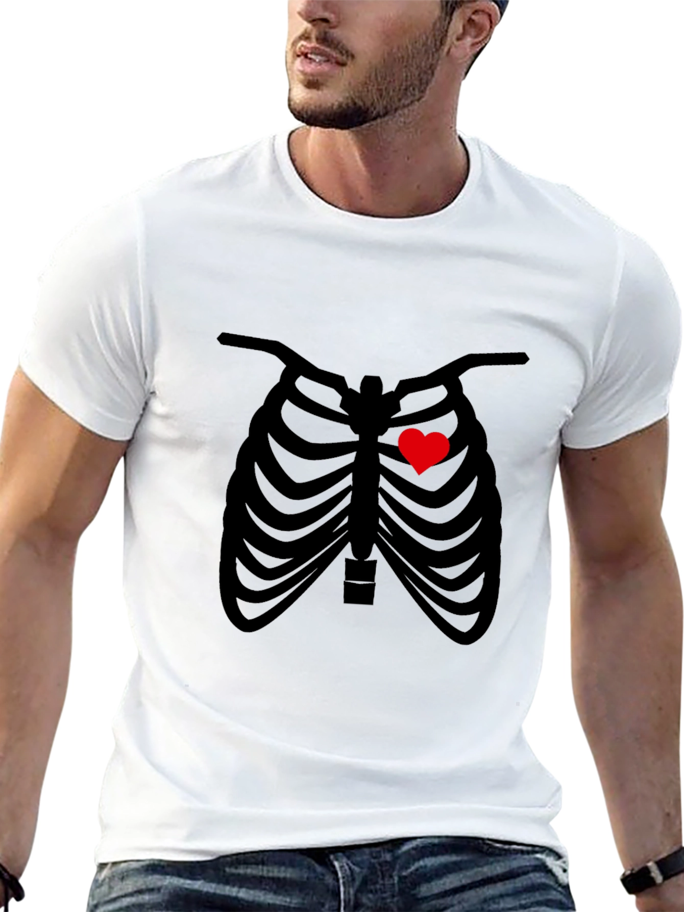 Black Heart Rib Cage Graphic Tee - Unisex view 13