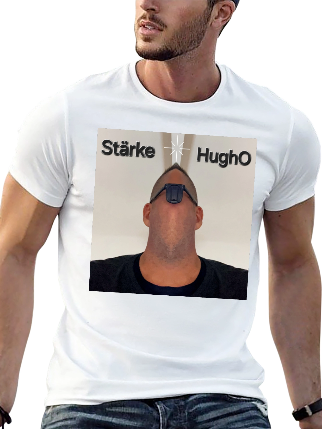Black Starke HughO T-Shirt - Unique Graphic Tee view 13
