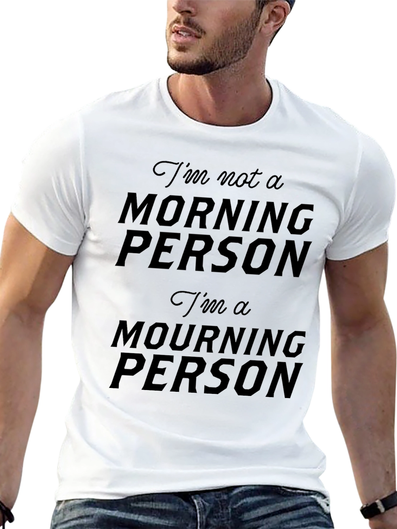 Black Funny "Mourning Person" Graphic T-Shirt - Black view 13