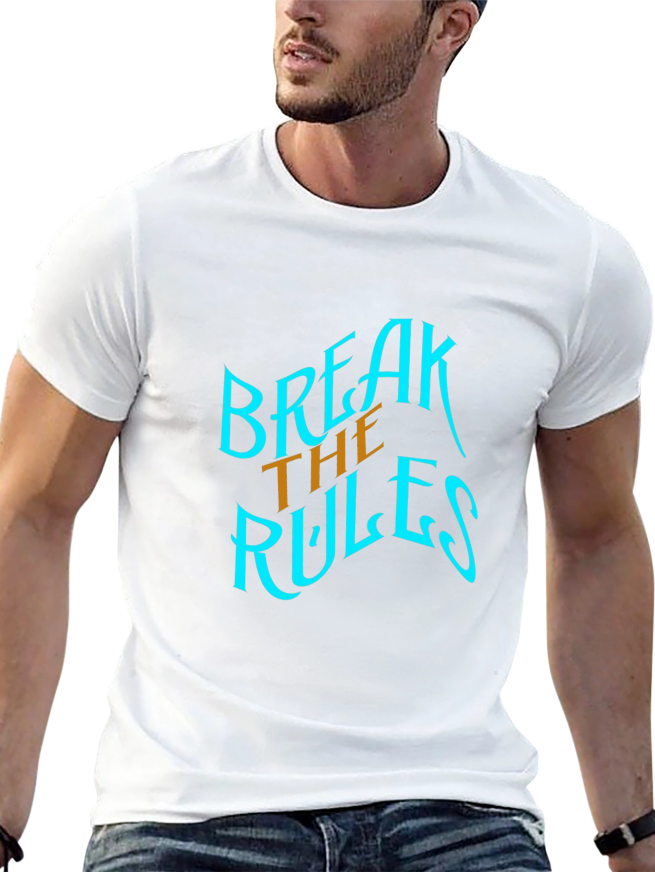 Black Break The Rules Graphic Tee - Stylish Black Cotton T-Shirt view 13