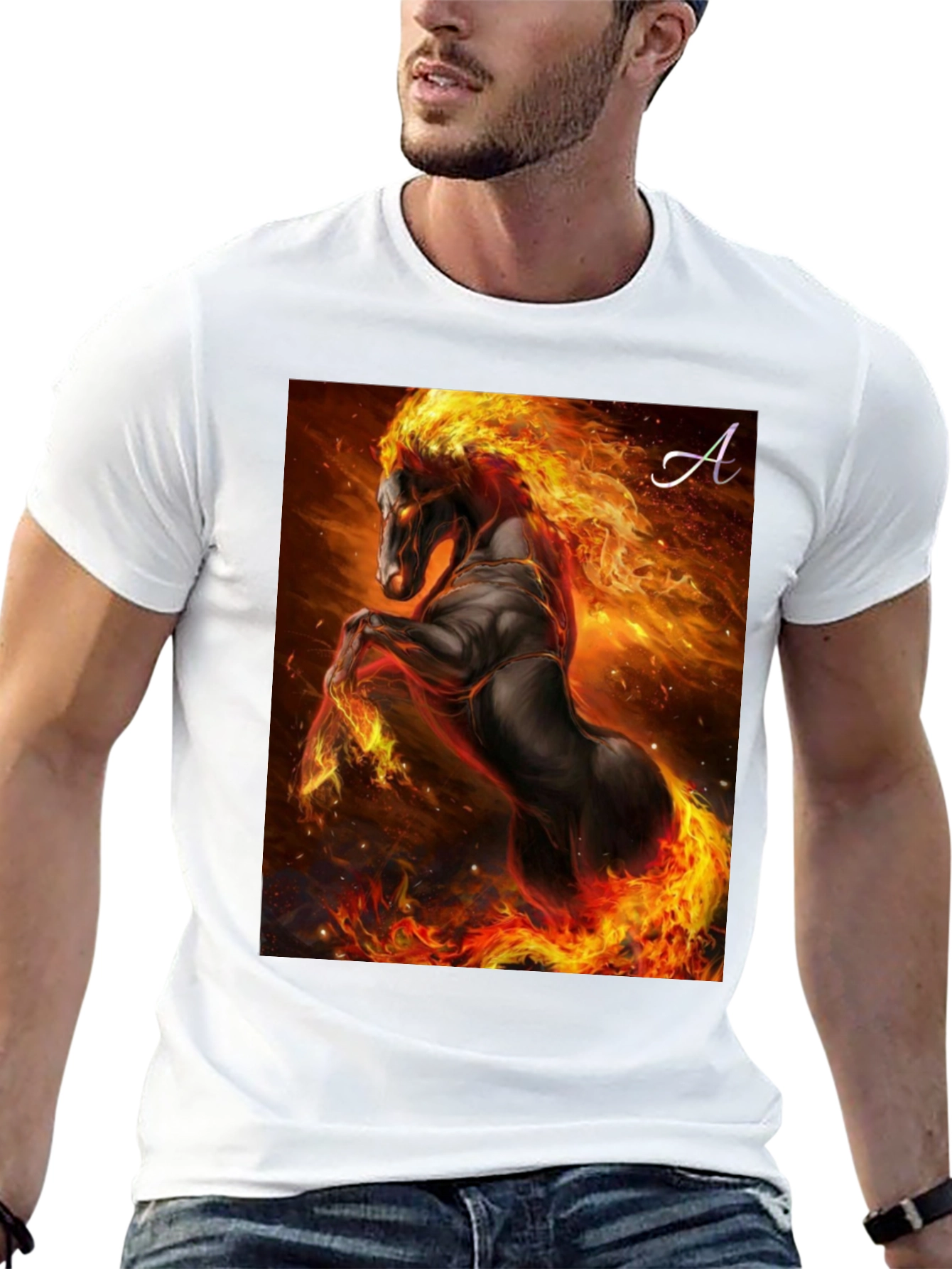 Black Fiery Horse Graphic T-Shirt - Black view 13