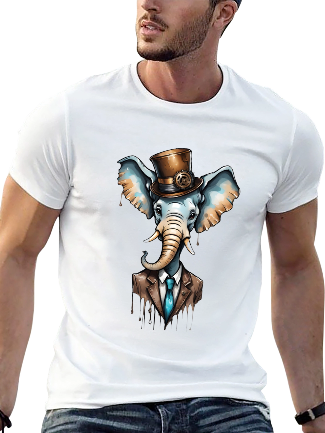 Black Steampunk Elephant T-Shirt - Classy Animal Tee view 13
