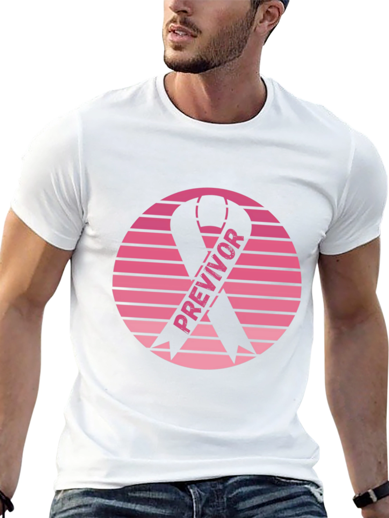 Black Previvor Ribbon Graphic Tee - Breast Cancer Awareness view 13