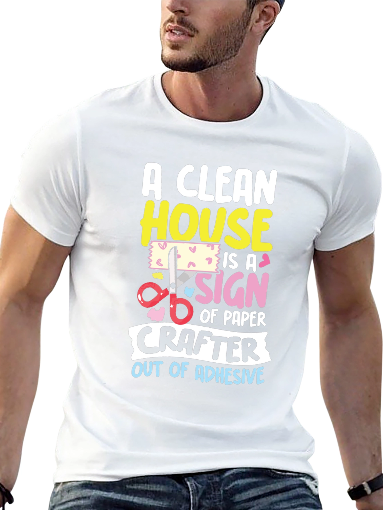 Black Funny Crafter T-Shirt: Clean House, No Adhesive view 13
