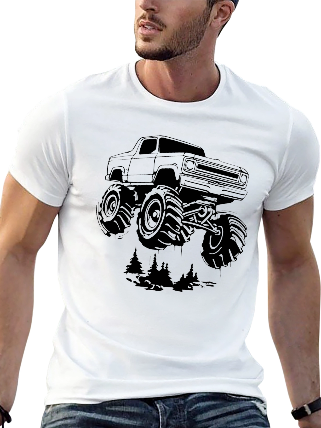 Black Monster Truck Graphic Tee - Black Cotton Blend view 13