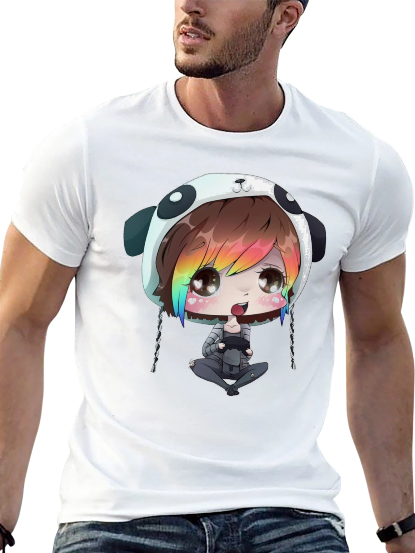Black Anime Gamer Black T-Shirt view 13