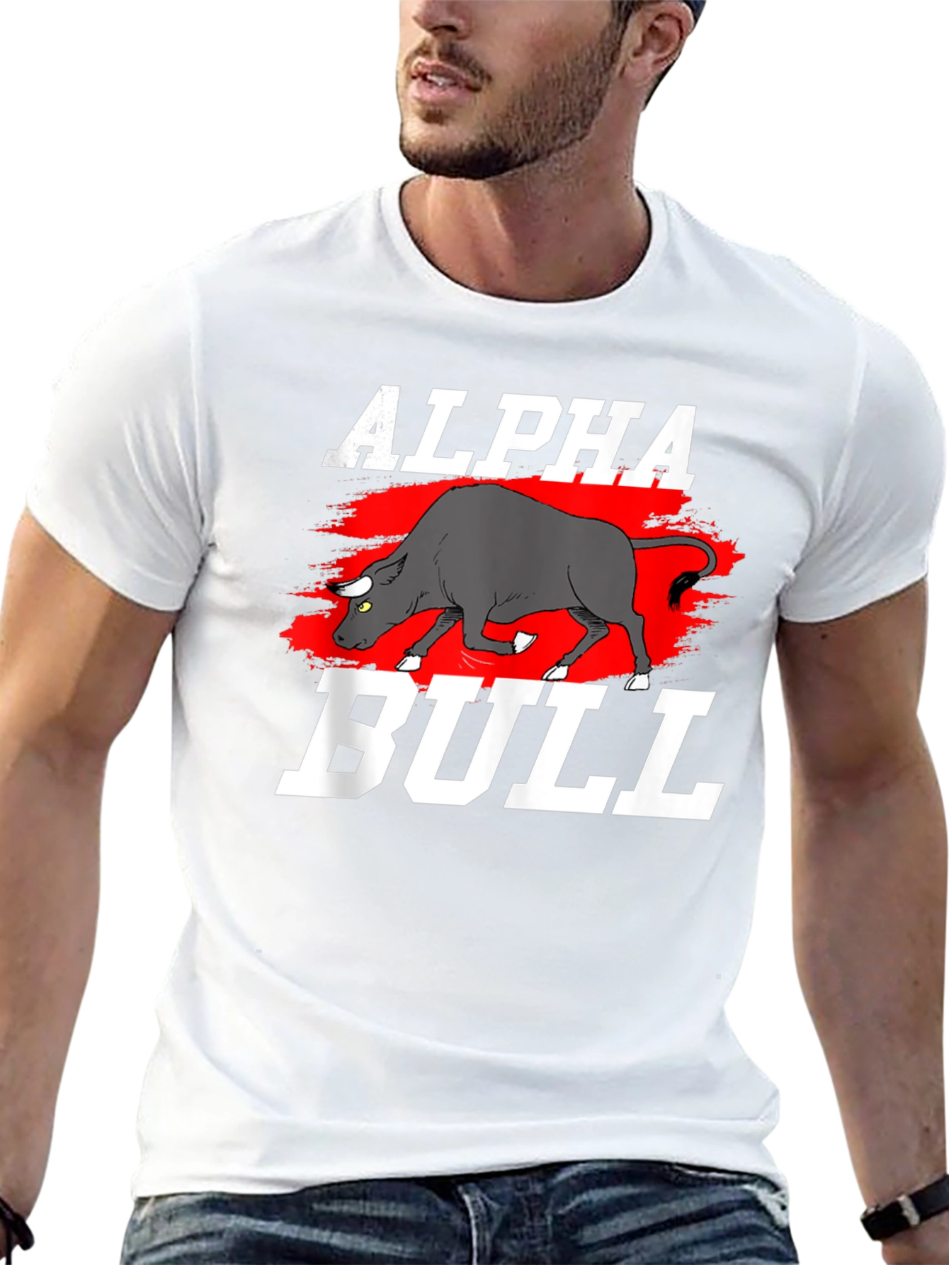 Black Alpha Bull Graphic T-Shirt - Black Cotton Tee view 13